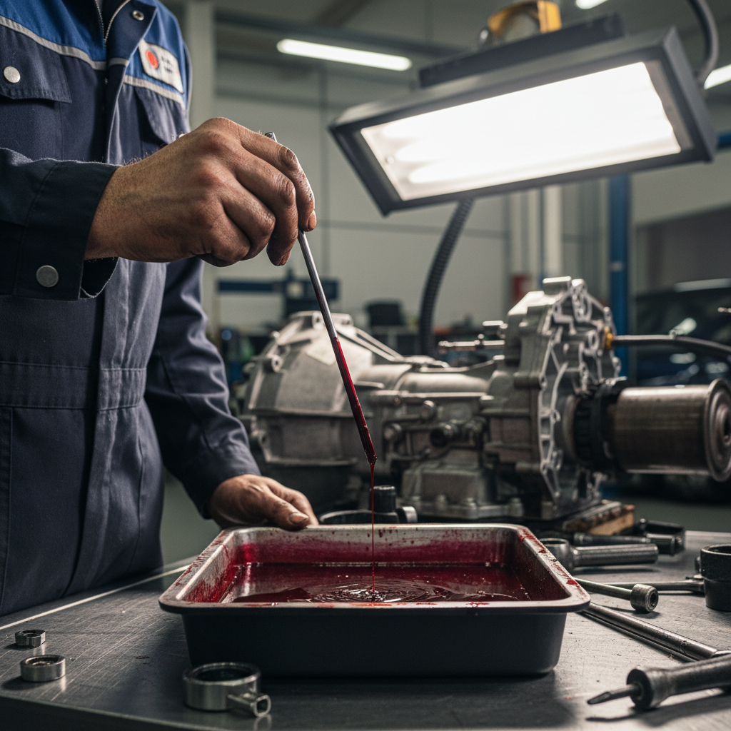mechanic checking fluid
