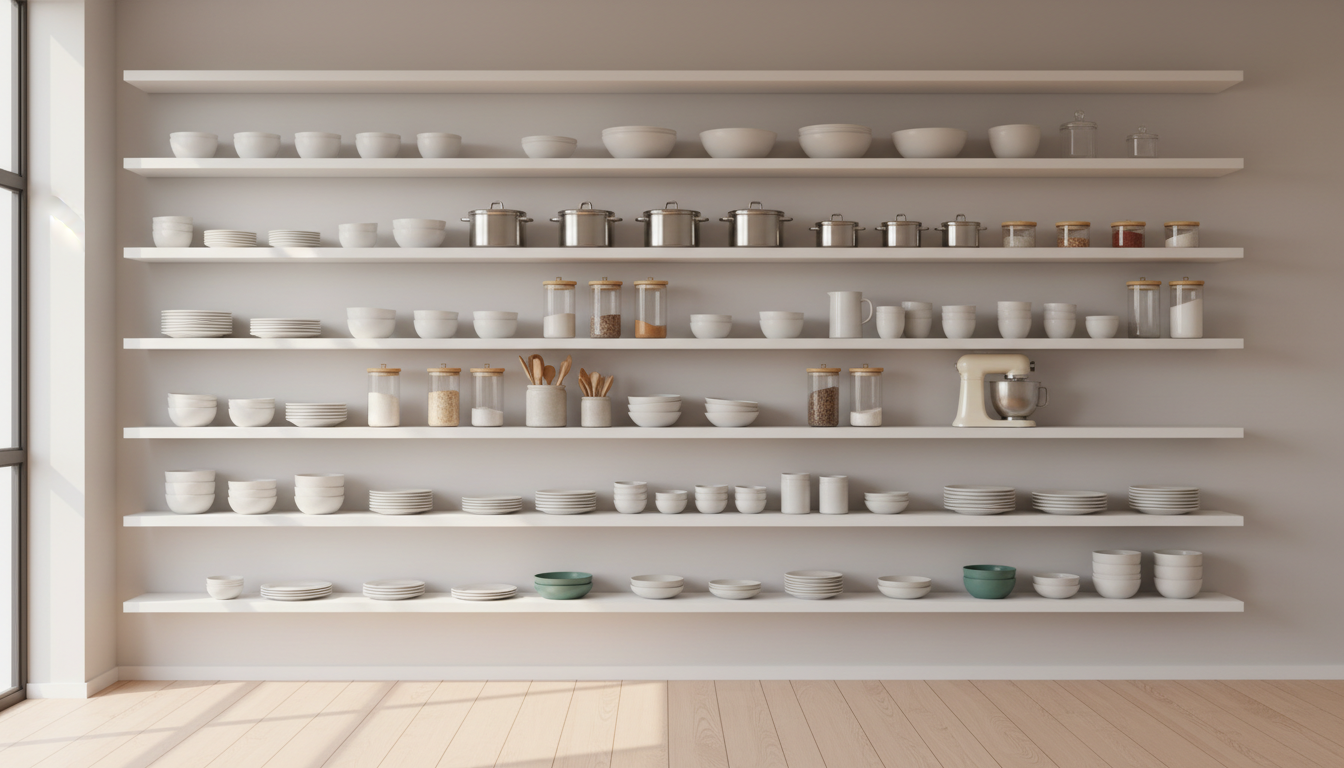 open shelving kitchen