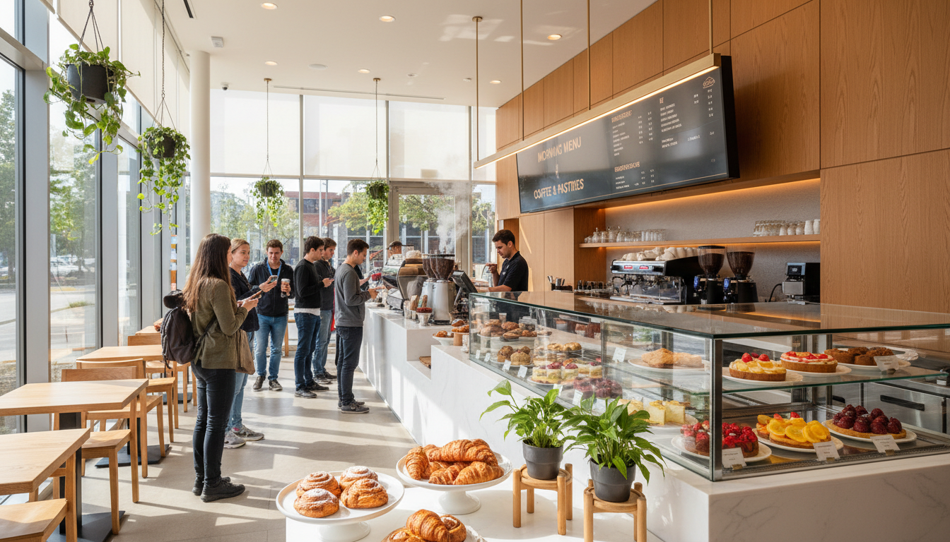busy cafe counter