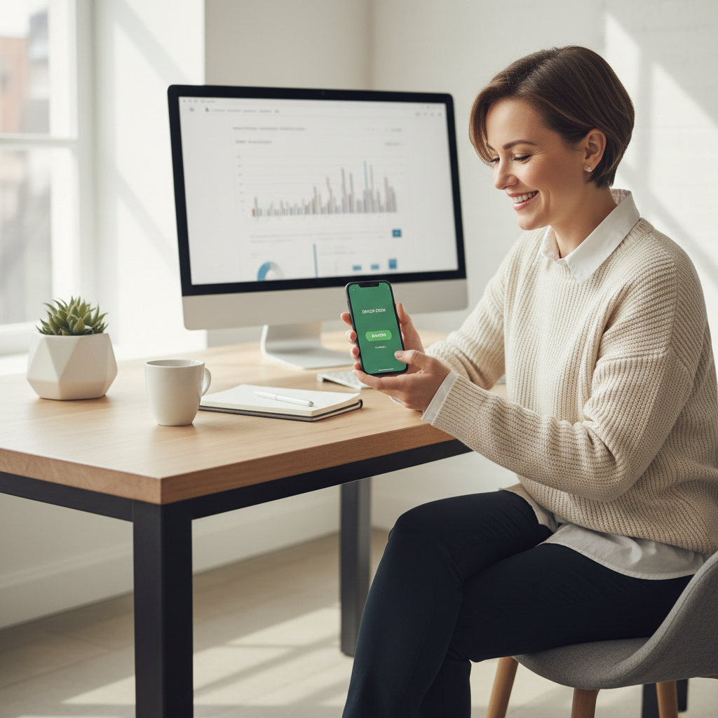 Customer frustration often peaks when booking processes are slow or non-responsive. A professional business person looking frustrated while using a smartphone at a modern office desk.