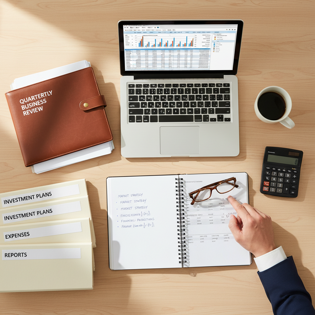 Being organized with your financial documentation is the first step toward a successful loan application. A organized desk with various financial documents, tax returns, and business plans ready for review.