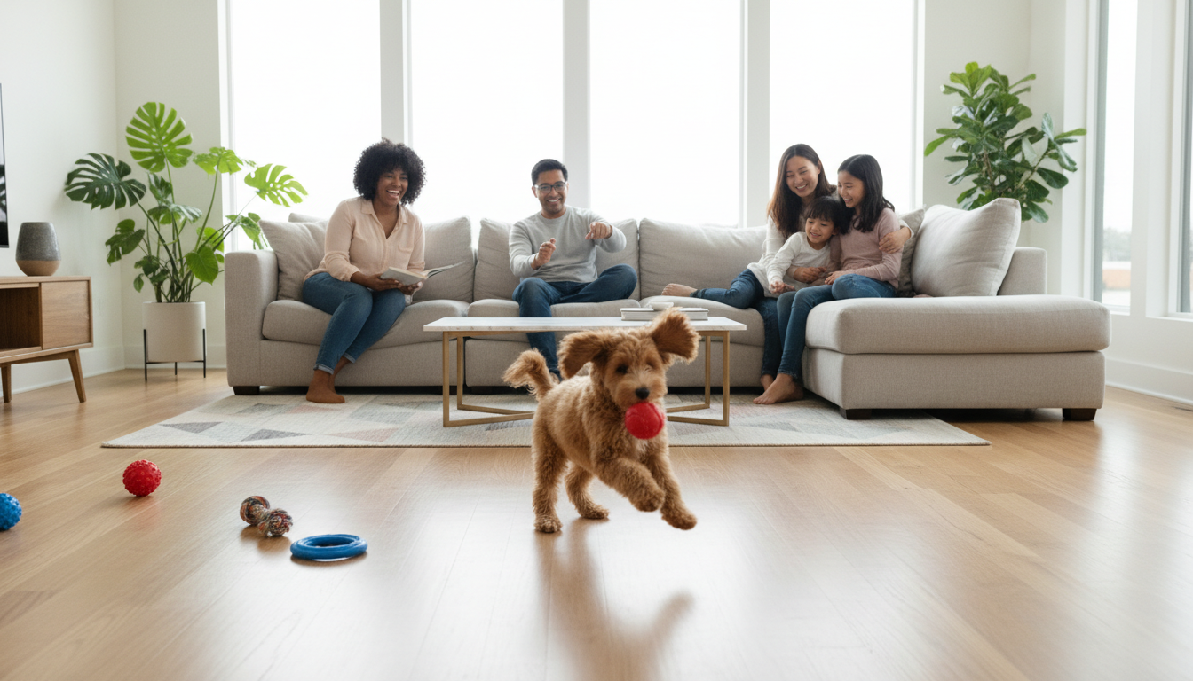 happy family with dog