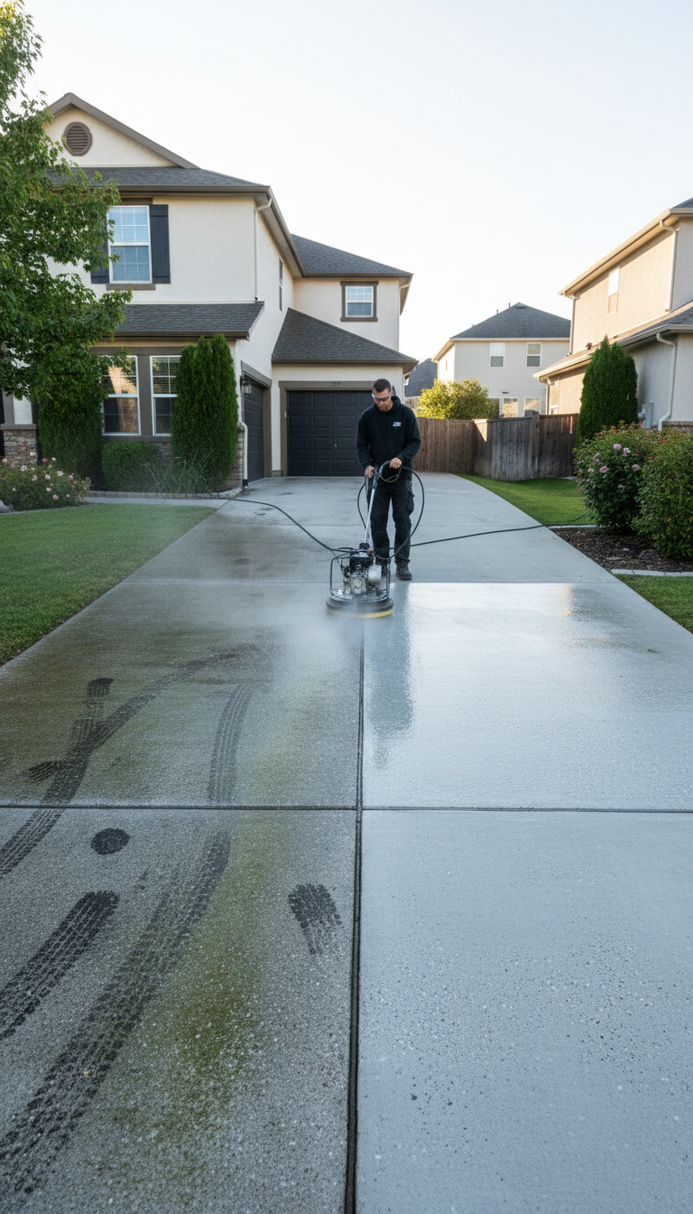 cleaning driveway