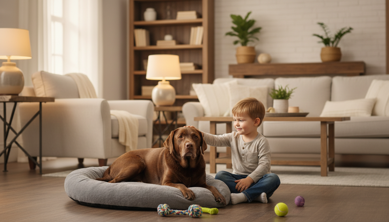 family with dog portrait