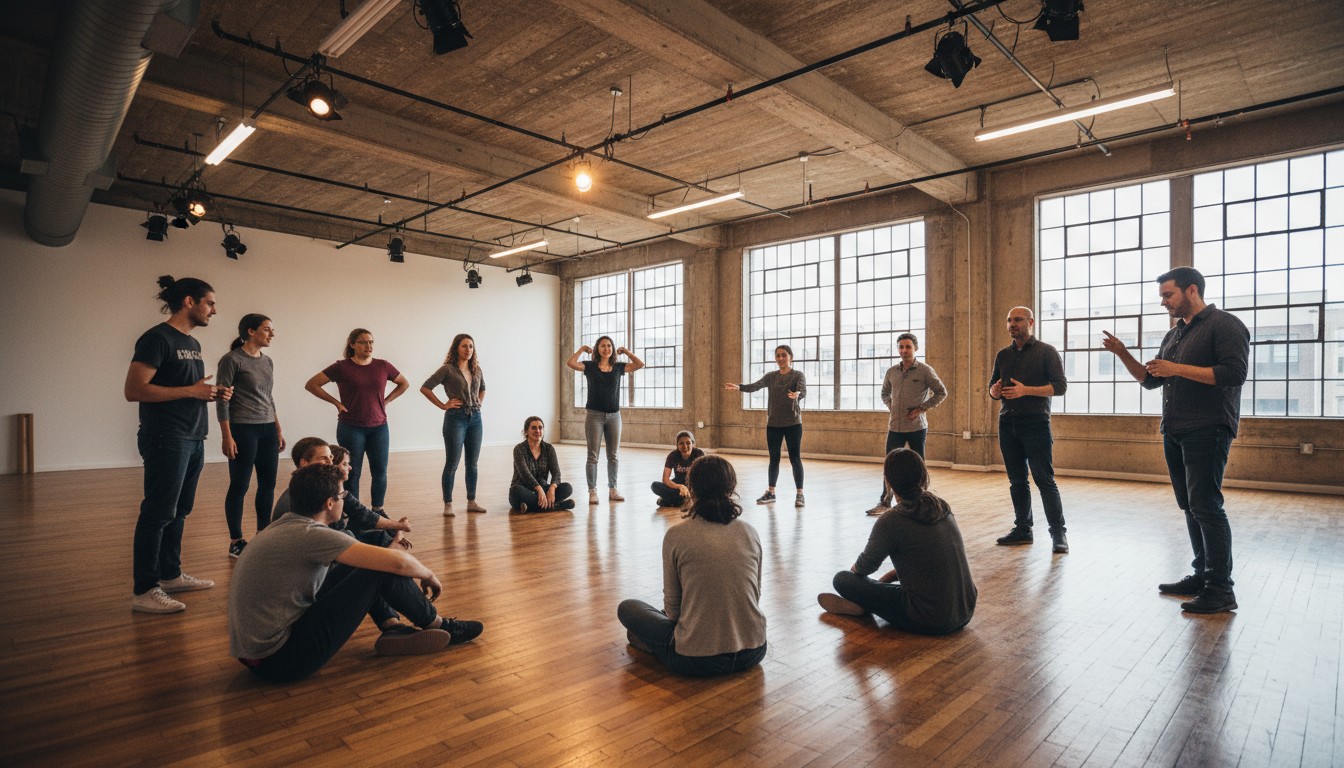 WarmUp d'une session Team Building Théâtre Impro