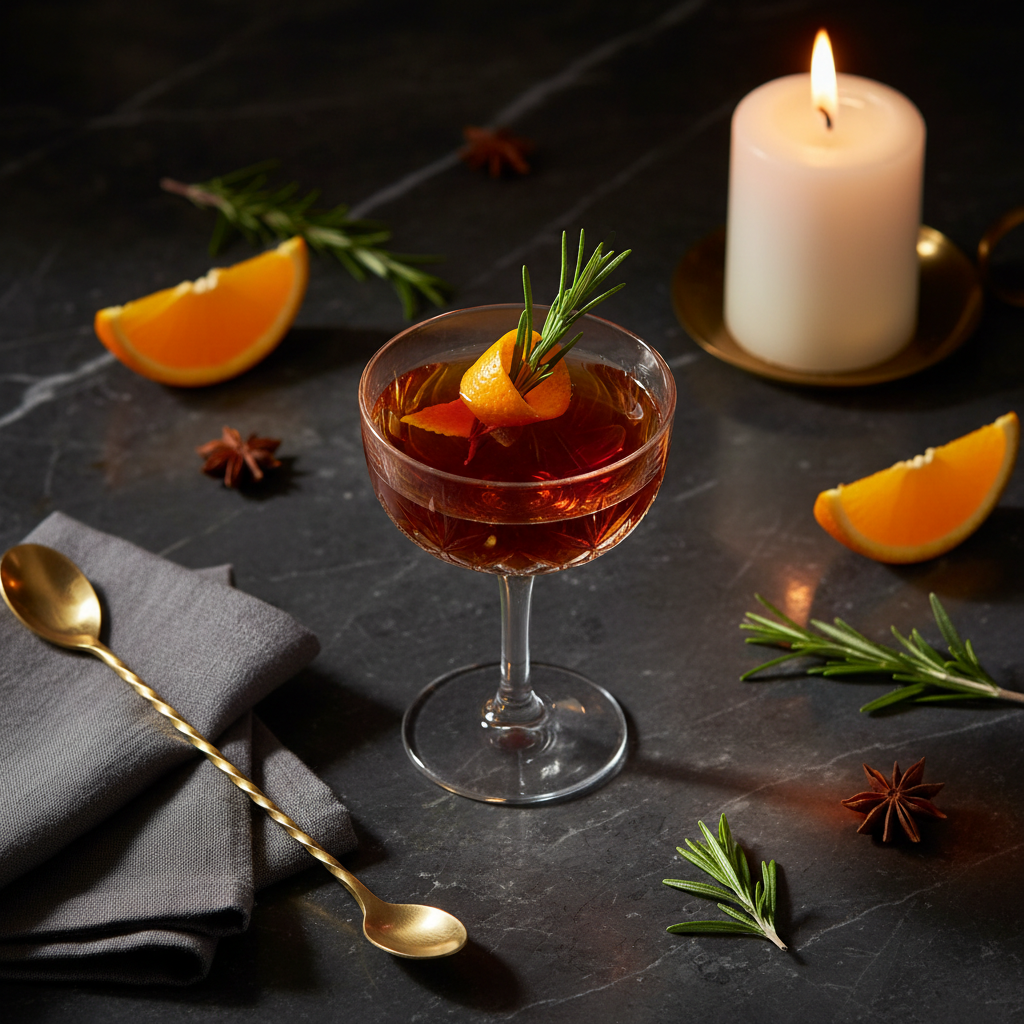 beautifully garnished cocktail
