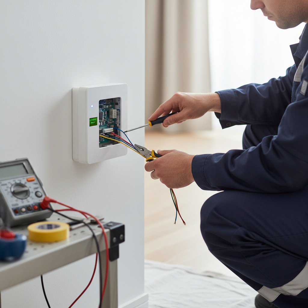 technician installing alarm