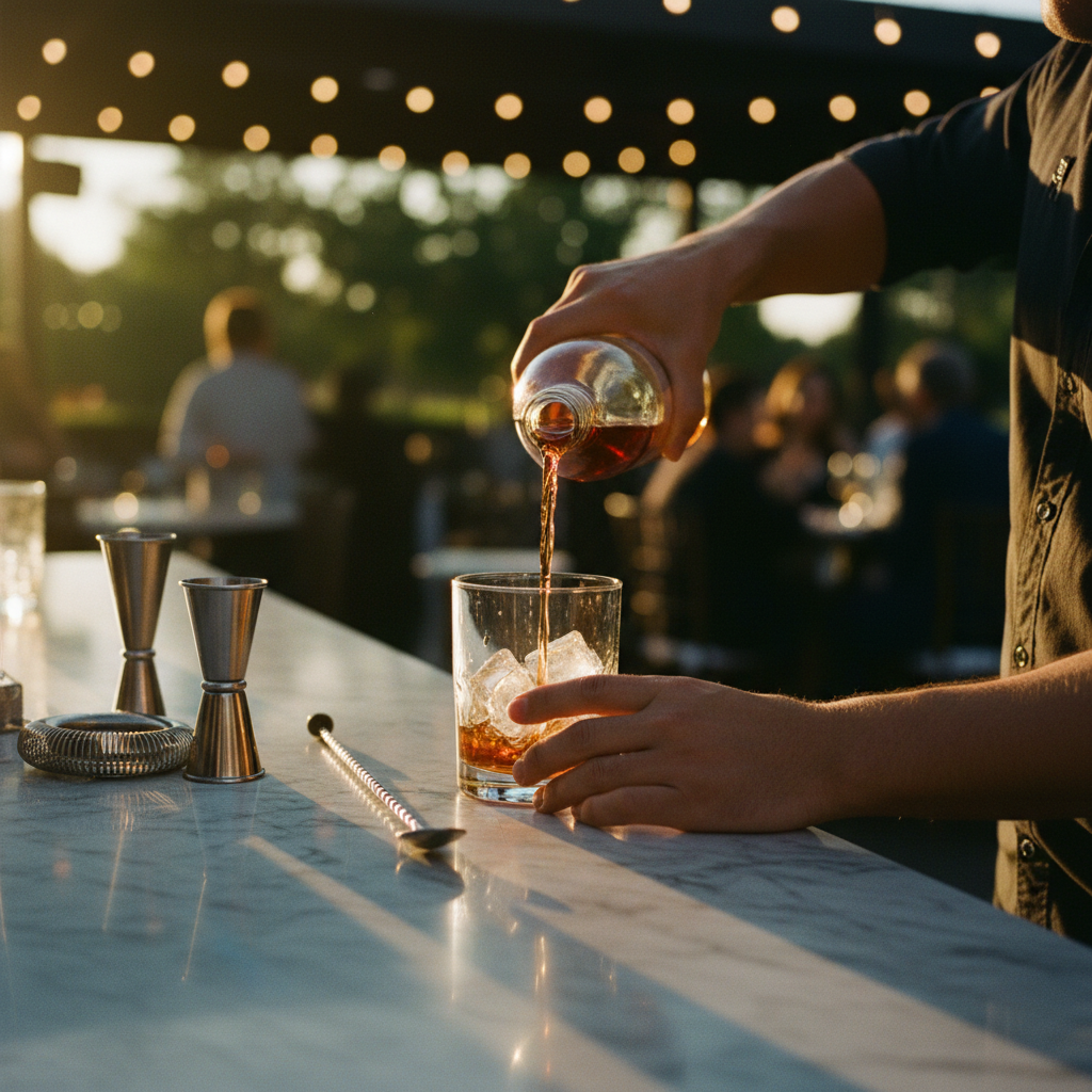 bartender pouring cocktail