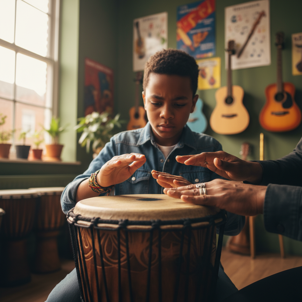 playing djembe