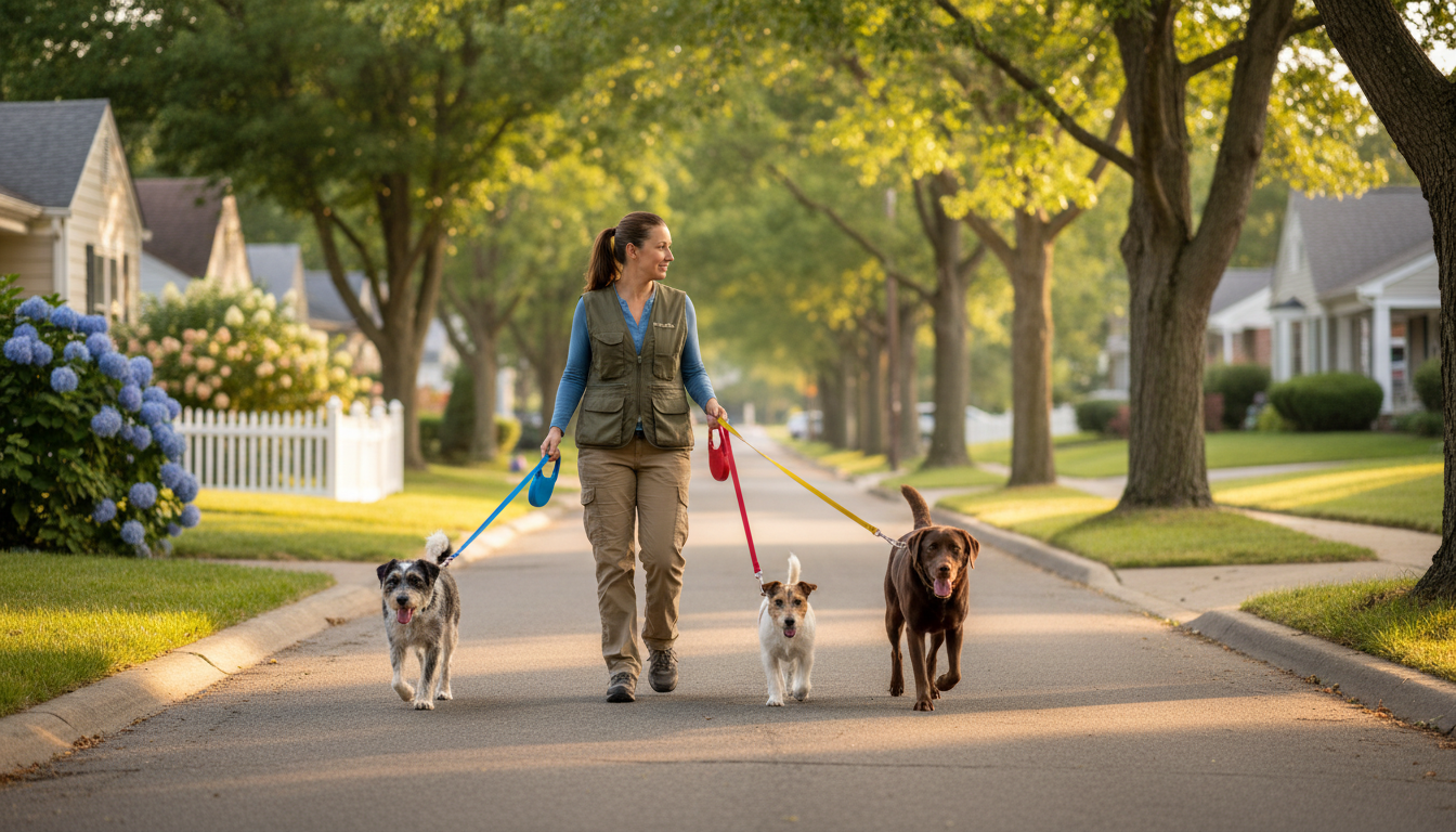 dog walking spring