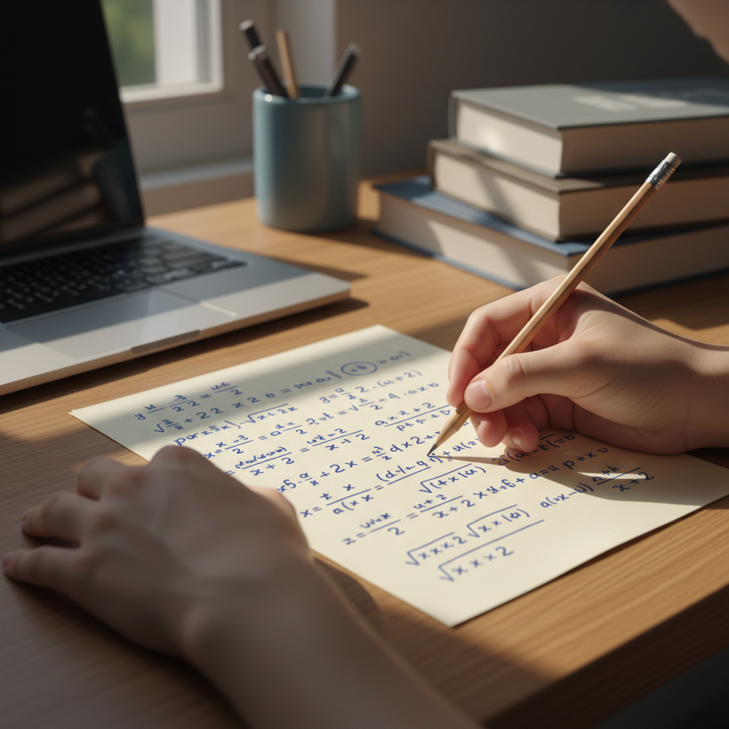 student studying math