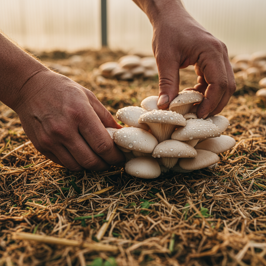 harvesting mushrooms