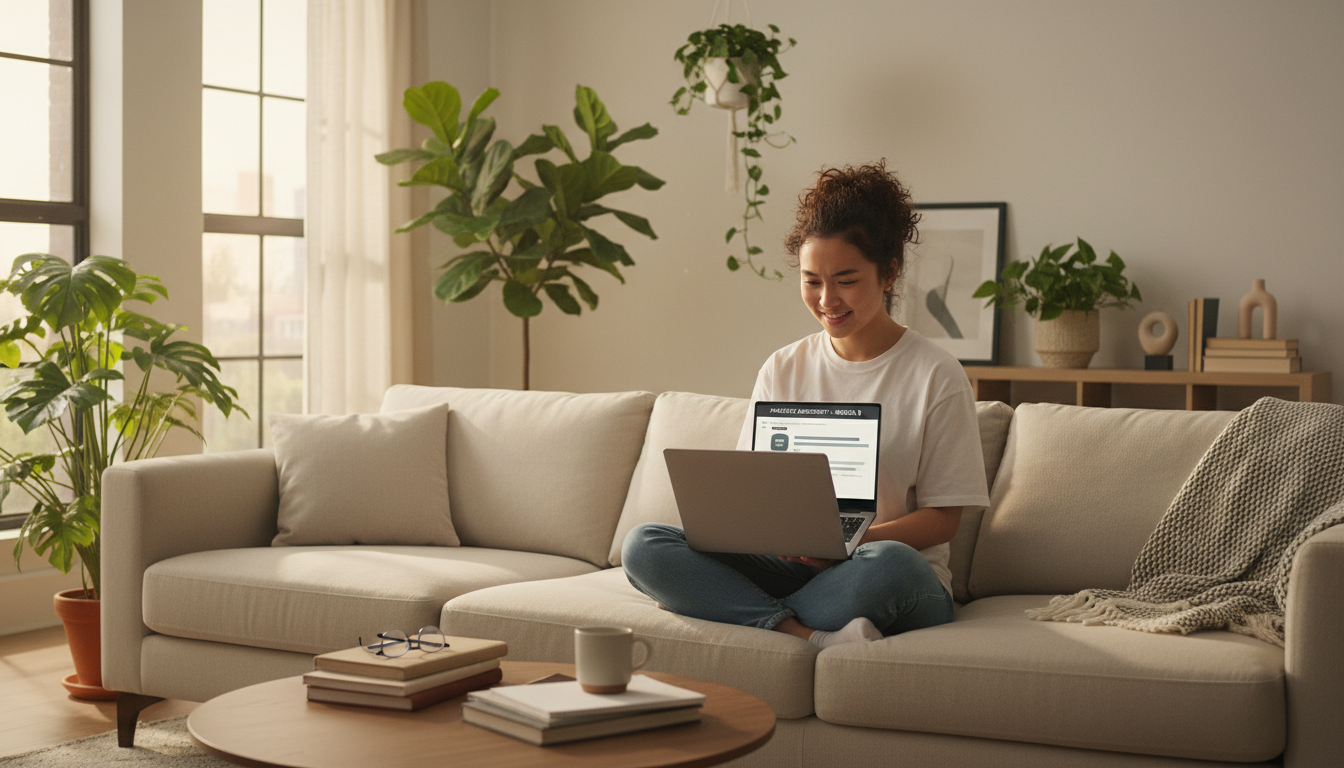 student studying home