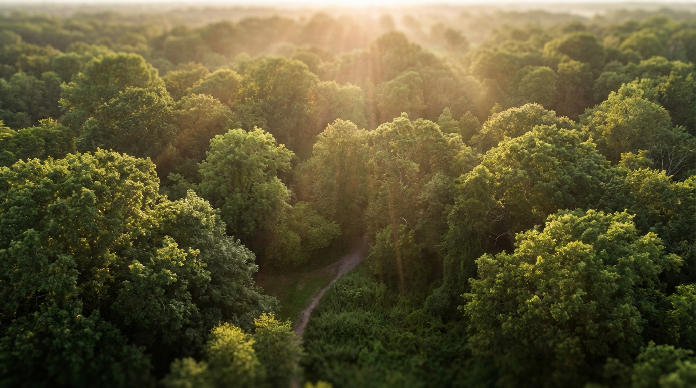 Forest canopy with golden sunlight filtering through layered green leaves, gentle camera movement forward. Forest canopy with golden sunlight filtering through layered green leaves, gentle camera movement forward.