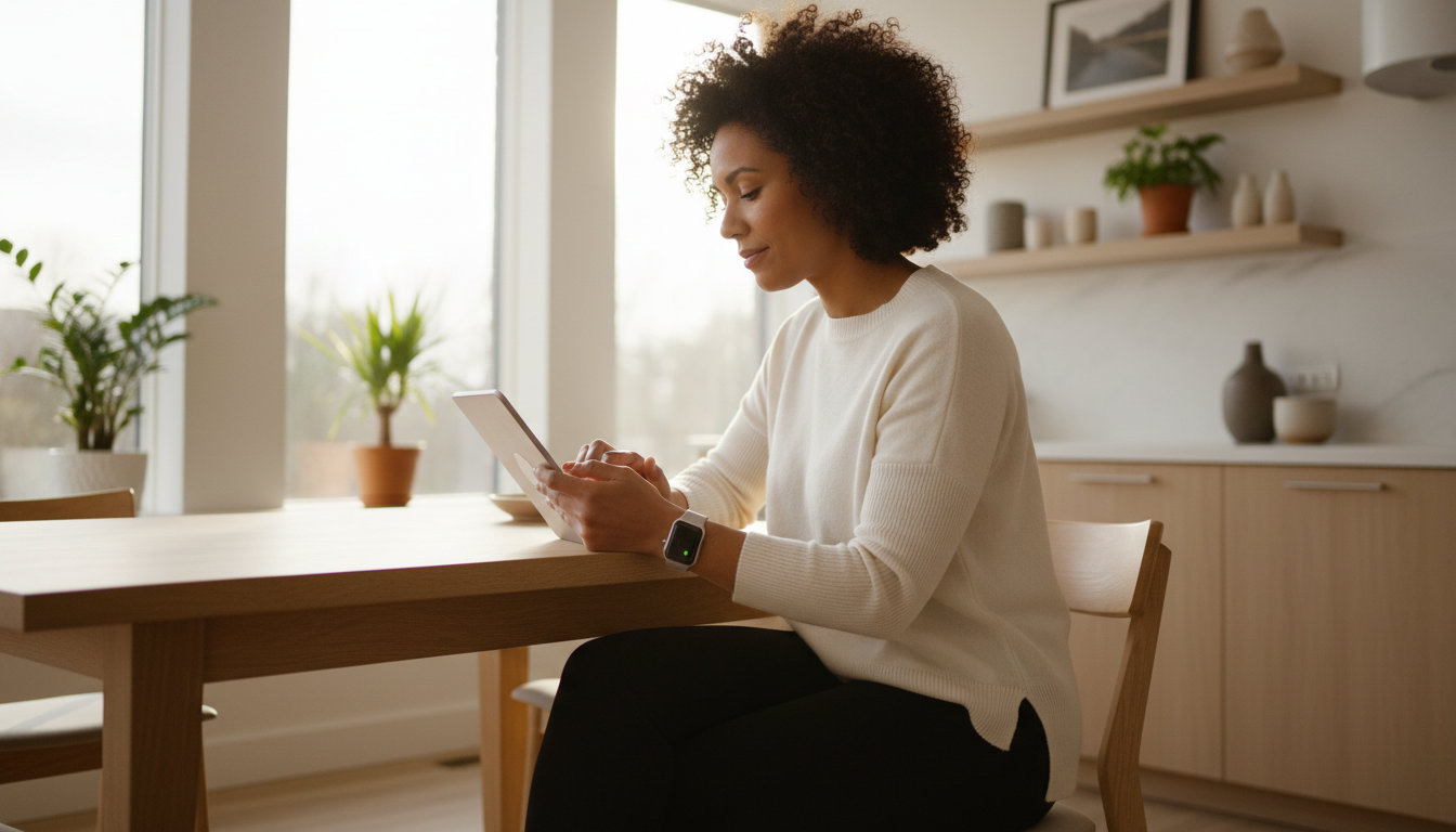 woman using wearable tech