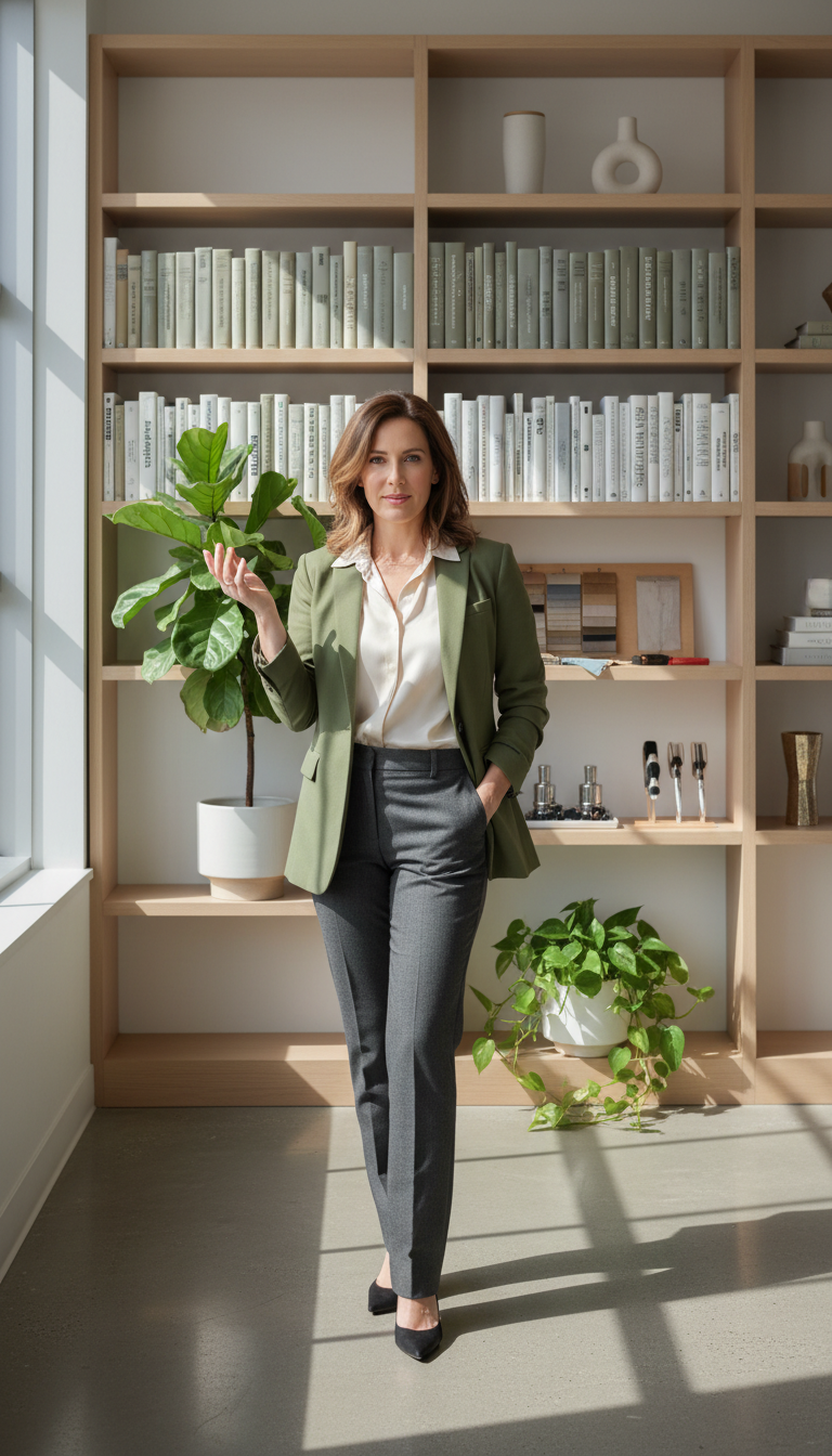 Professional service expert standing confidently in their modern urban office workspace with personalized design elements Professional service expert standing confidently in their modern urban office workspace with personalized design elements