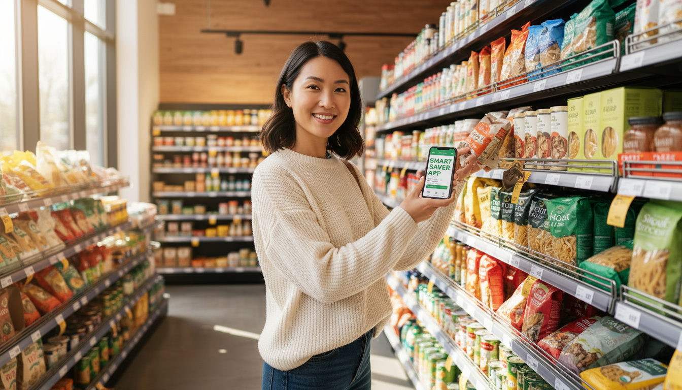 happy consumer shopping