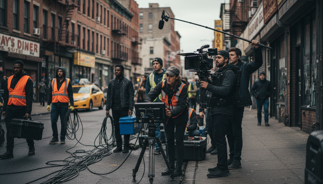 film crew on set