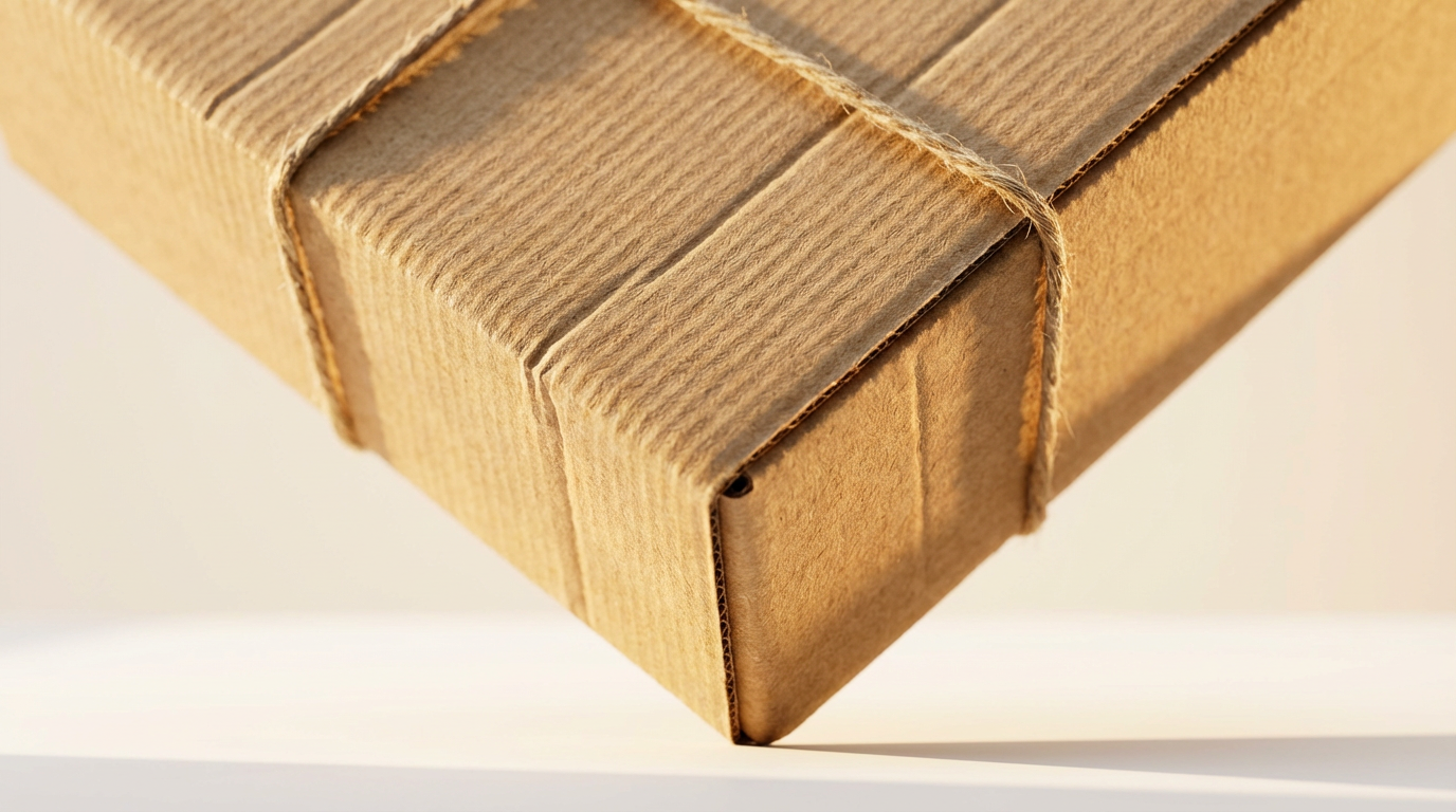 Close-up of textured cardboard shipping box with golden light casting detailed shadows across corrugated surface Close-up of textured cardboard shipping box with golden light casting detailed shadows across corrugated surface