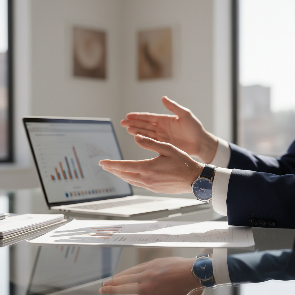 A qualified business broker provides a nuanced market-based valuation that automated tools cannot replicate. A professional business consultant shaking hands with a business owner in a bright, modern office.