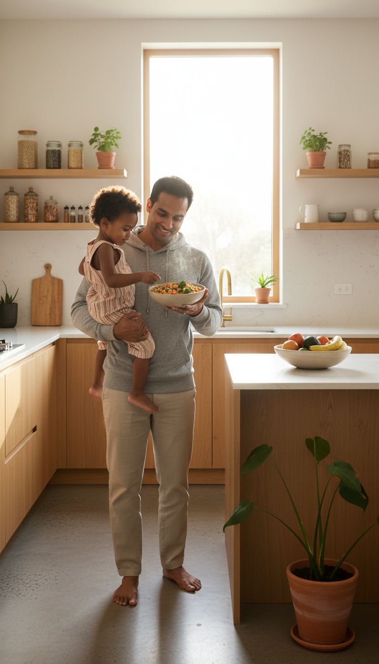 diverse parents feeding