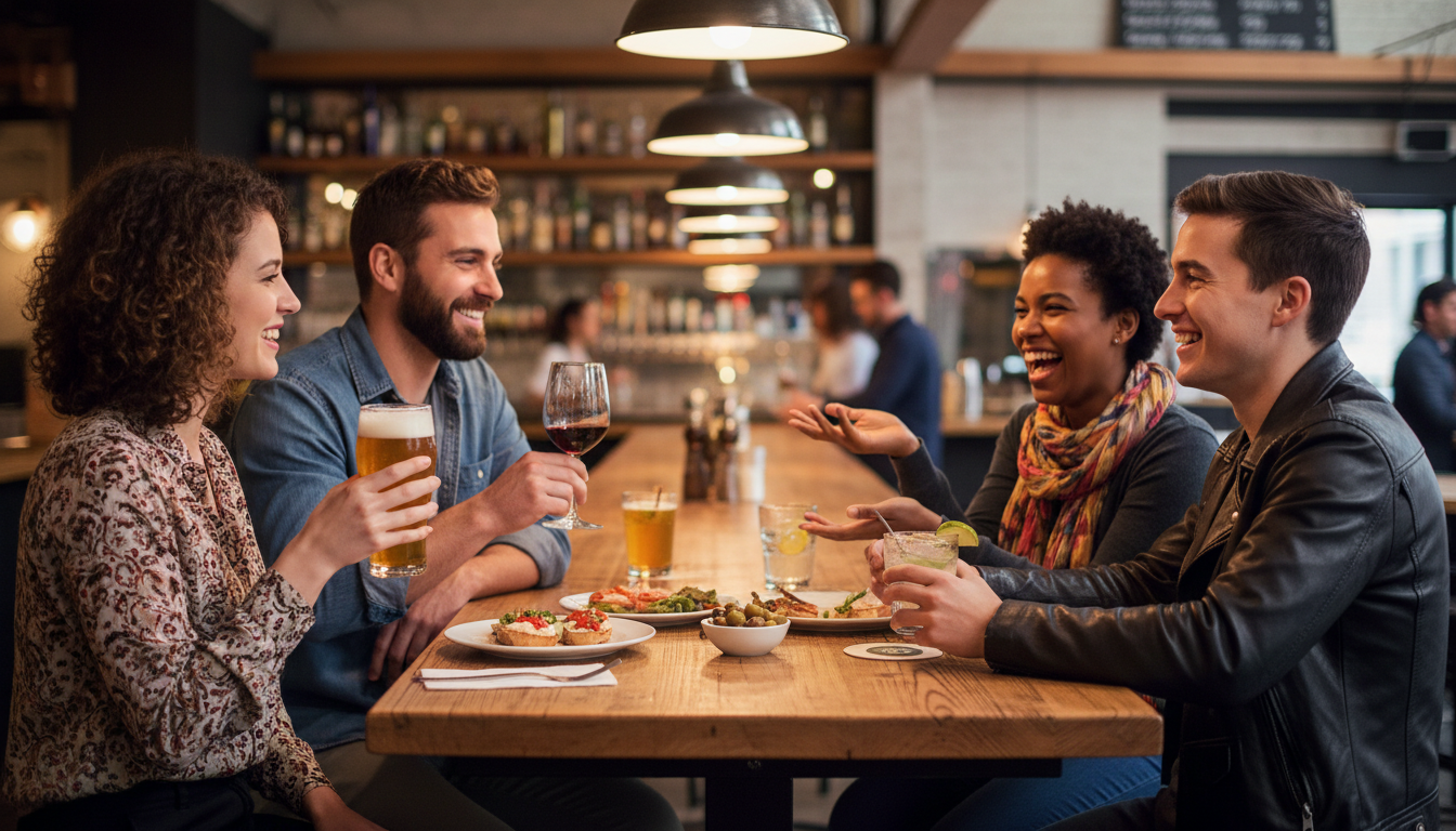 social gathering at bar