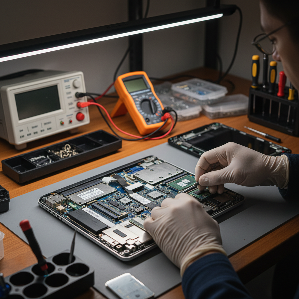 technician repairing laptop