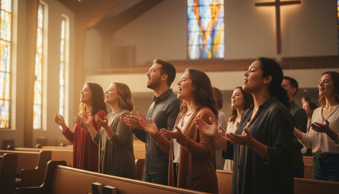 people in church
