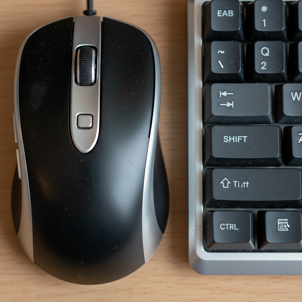 Close-up macro saClose-up of a computer mouse and keyboard, representing the everyday login habits behind two-factor authentication and account securityhot of computer keyboard and mouse showing detailed textures and materials Close-up macro saClose-up of a computer mouse and keyboard, representing the everyday login habits behind two-factor authentication and account securityhot of computer keyboard and mouse showing detailed textures and materials