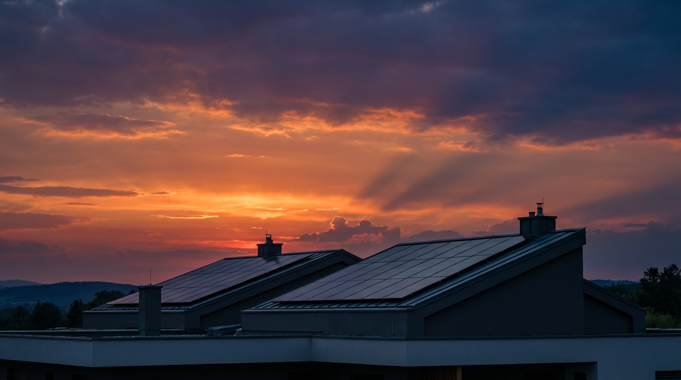 cloudy sky solar panels