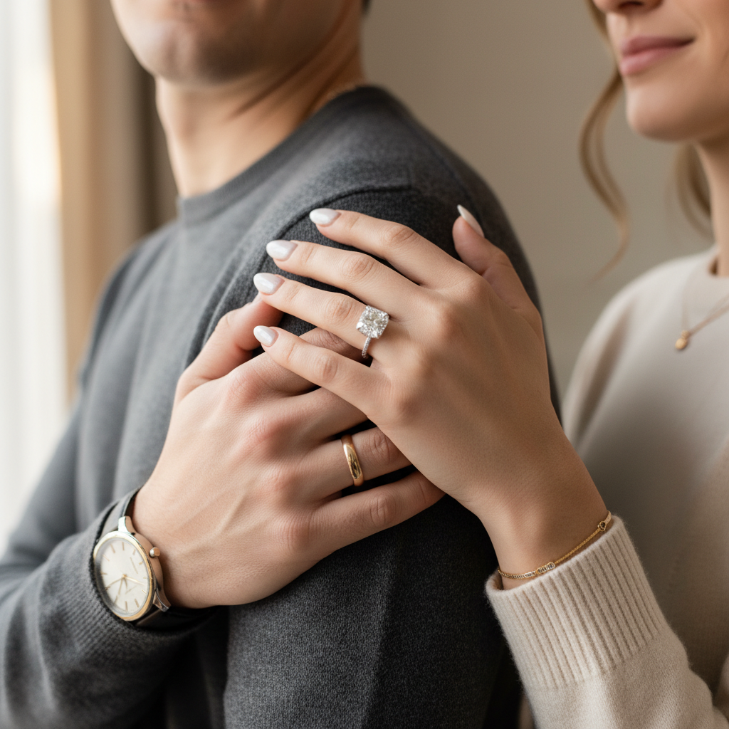 happy couple engagement
