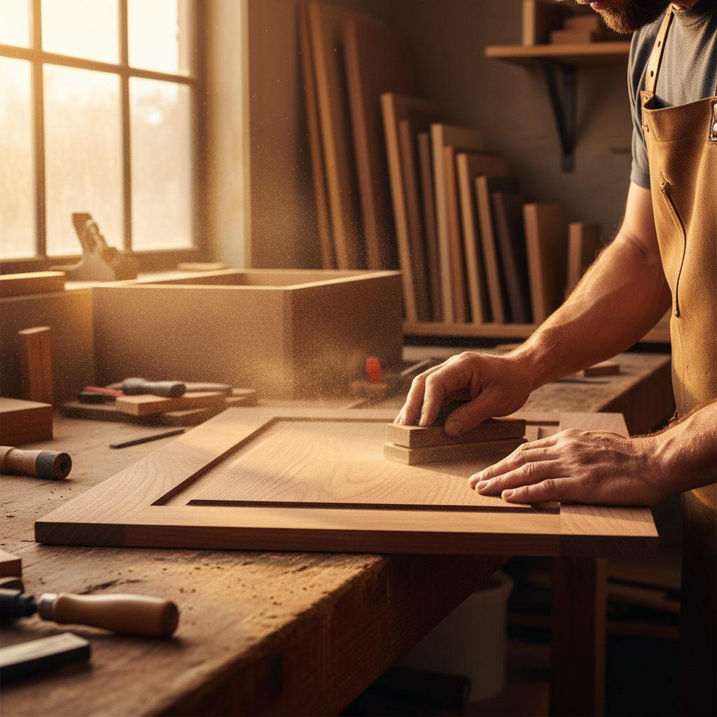 Quality cabinetry starts with precision craftsmanship and high-grade materials tailored to the Utah climate. A professional cabinet maker using precision tools to craft a custom cabinet door in a local workshop.