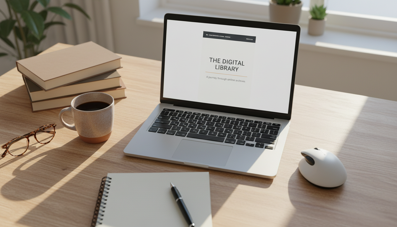 Turning your knowledge into digital products allows for passive income and greater freedom. A stack of books next to a laptop and a cup of coffee in a cozy reading nook perfect for digital content creation.