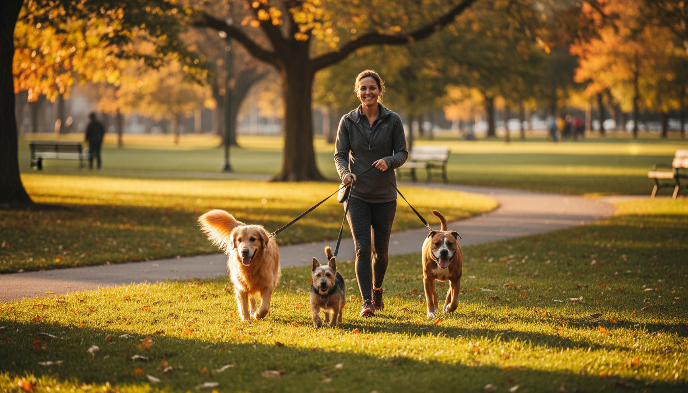 autumn dog walking
