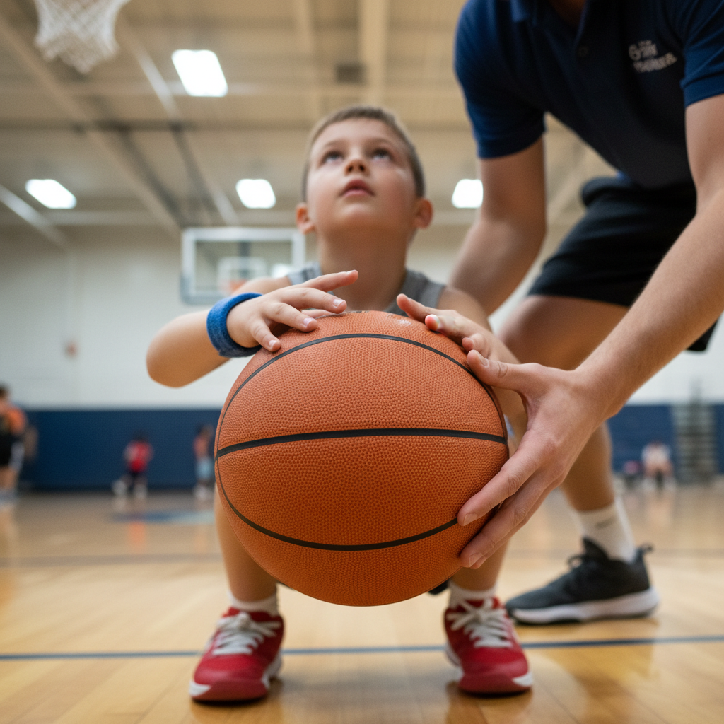children playing basketball