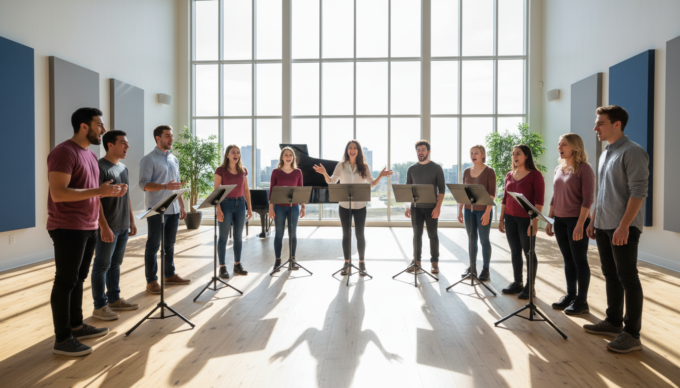 students singing