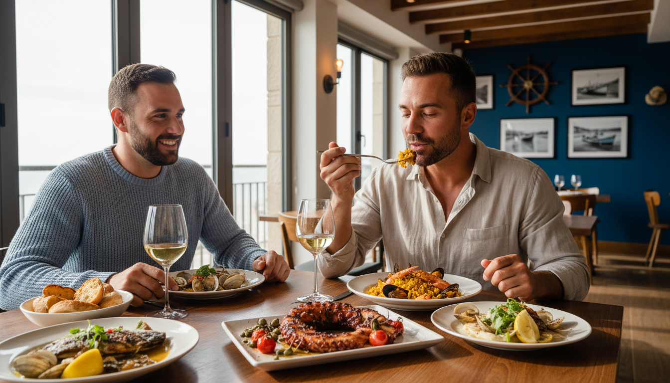 couple dining seafood