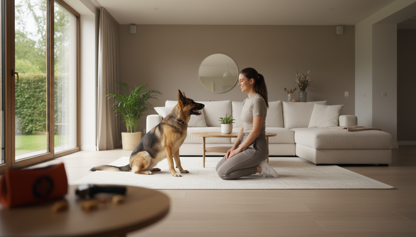 owner with dog