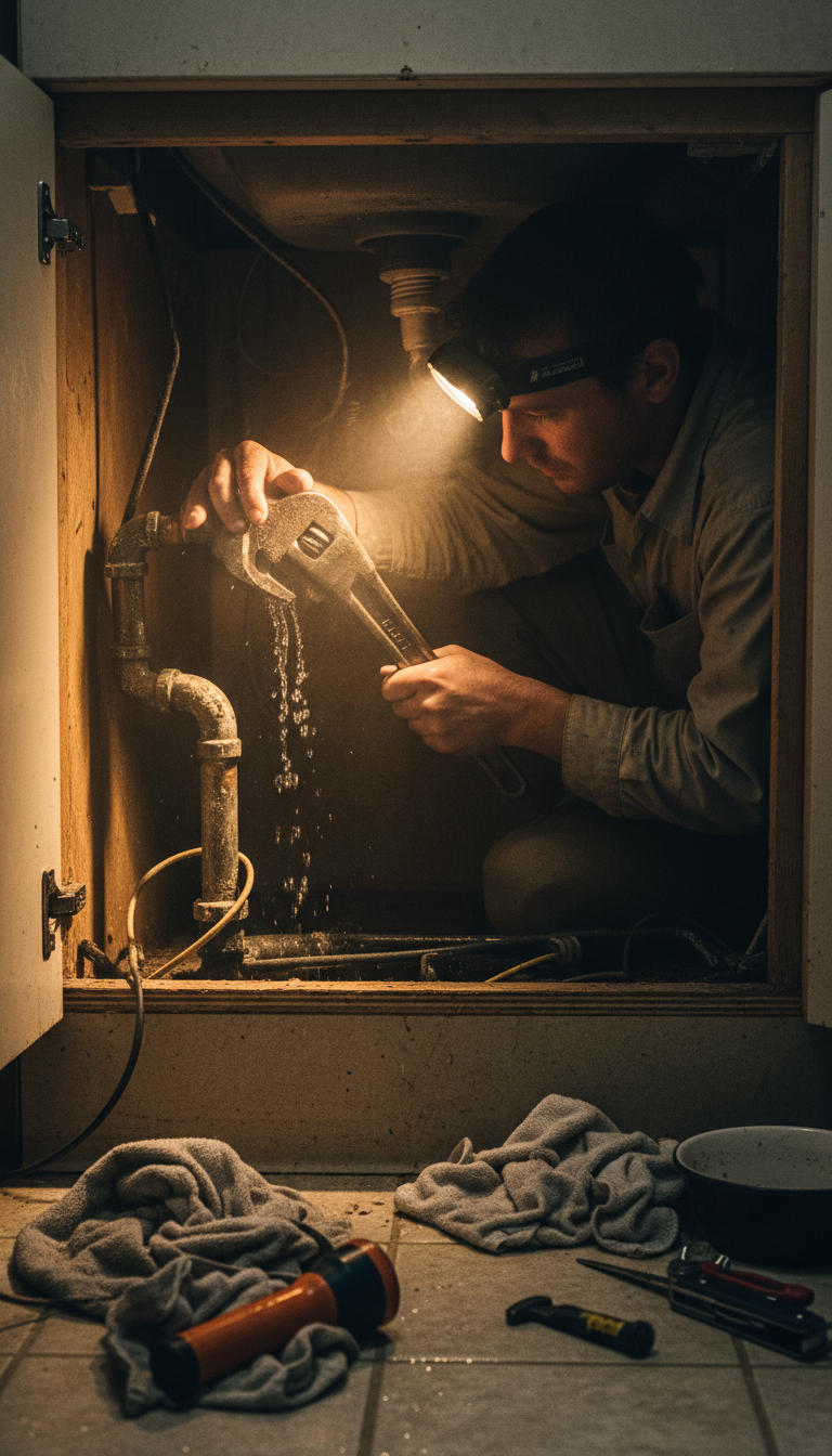 plumber repairing sink