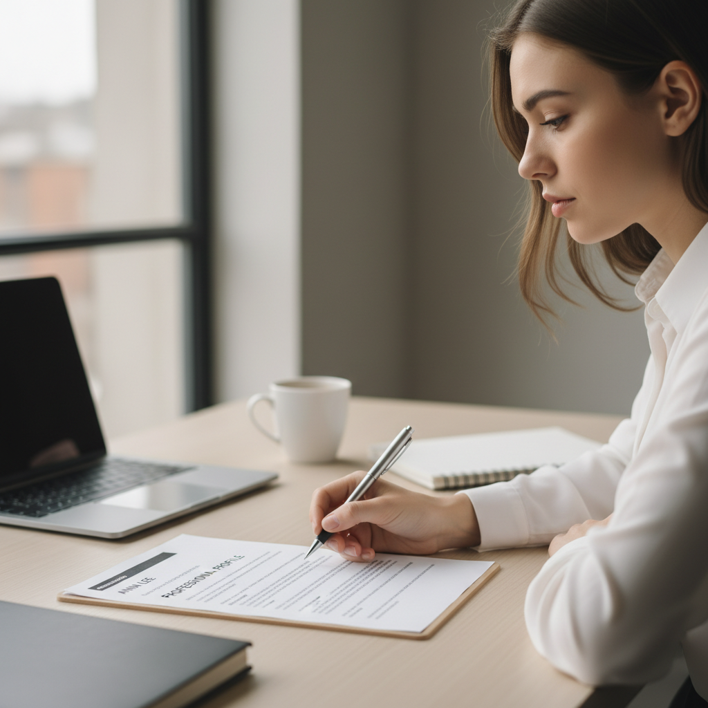 Beyond the big names, evaluating recent impact requires a focused and nuanced review process. An executive in her 50s thoughtfully reviewing a candidate resume on a tablet in a modern office, symbolizing the critical evaluation of leadership experience.