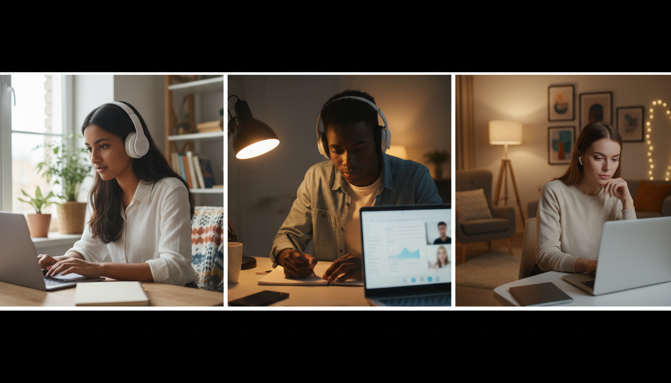 students studying online