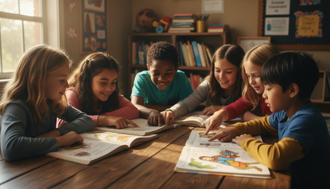 children studying
