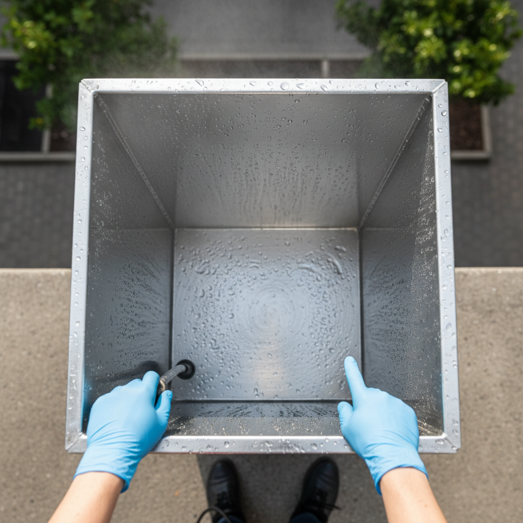cleaning garbage bin