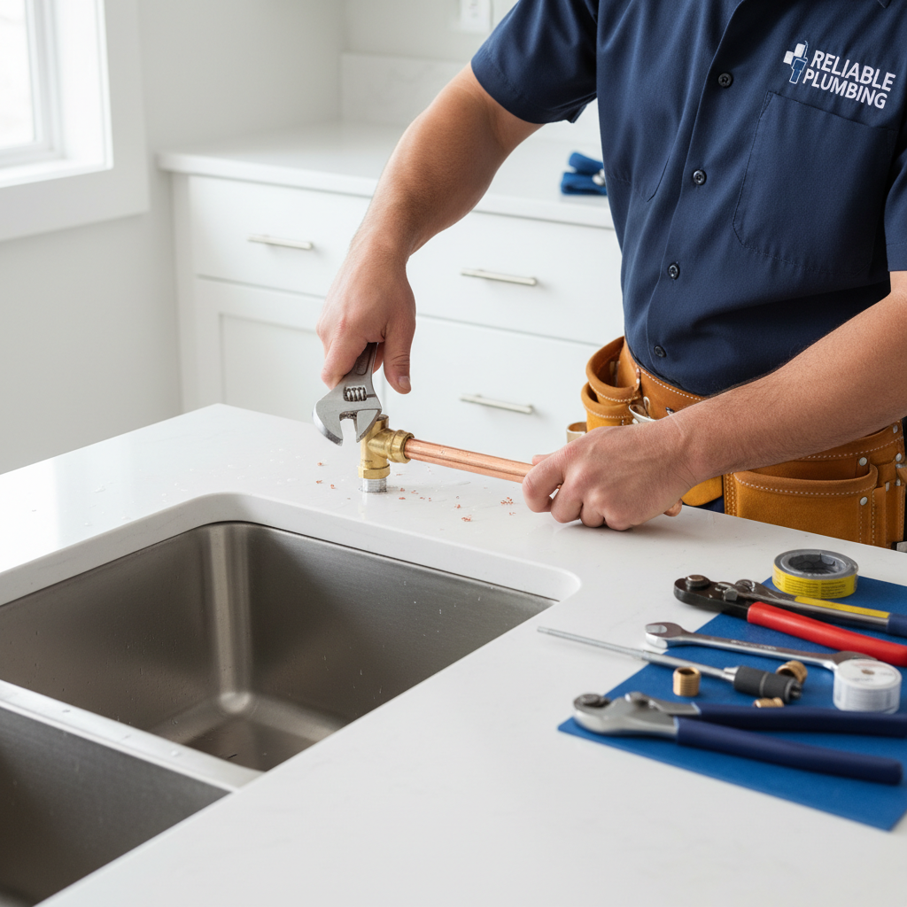 Early detection of indoor drainage issues can prevent costly sewer backups. Professional plumber inspecting pipes under a kitchen sink with a wrench to diagnose indoor drainage issues.