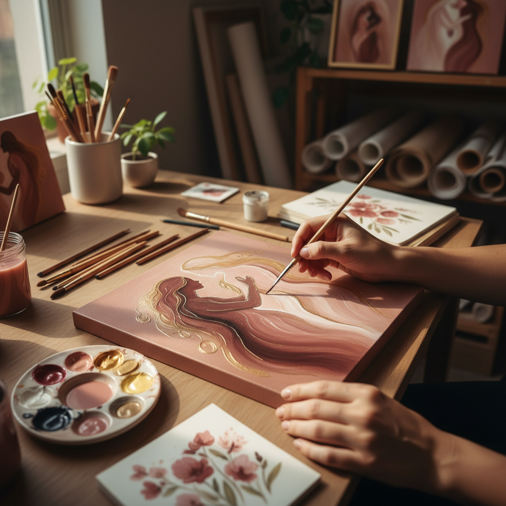 artist painting canvas