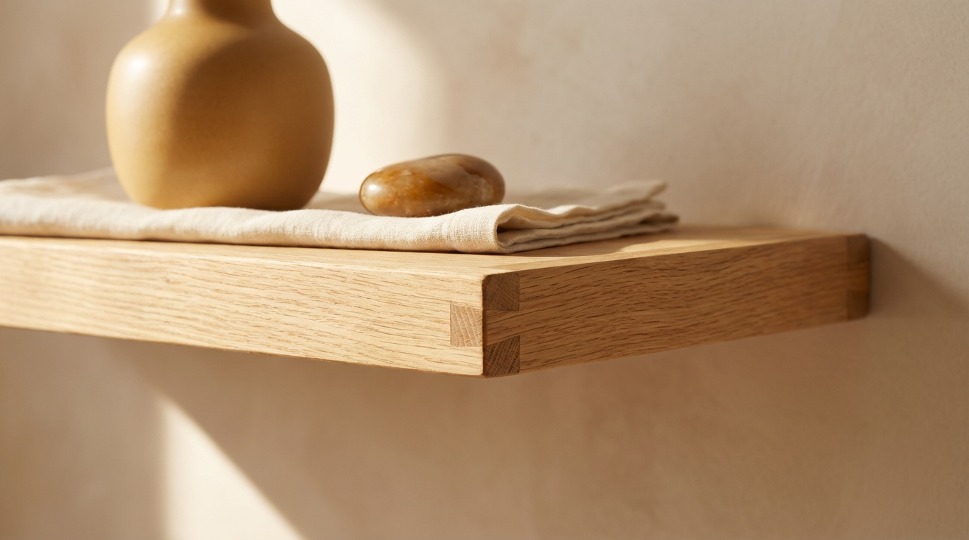 wooden shelves