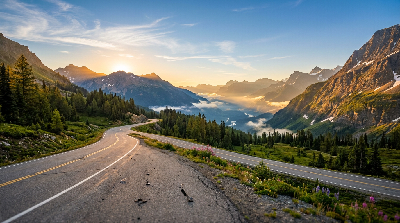 snowy mountain road