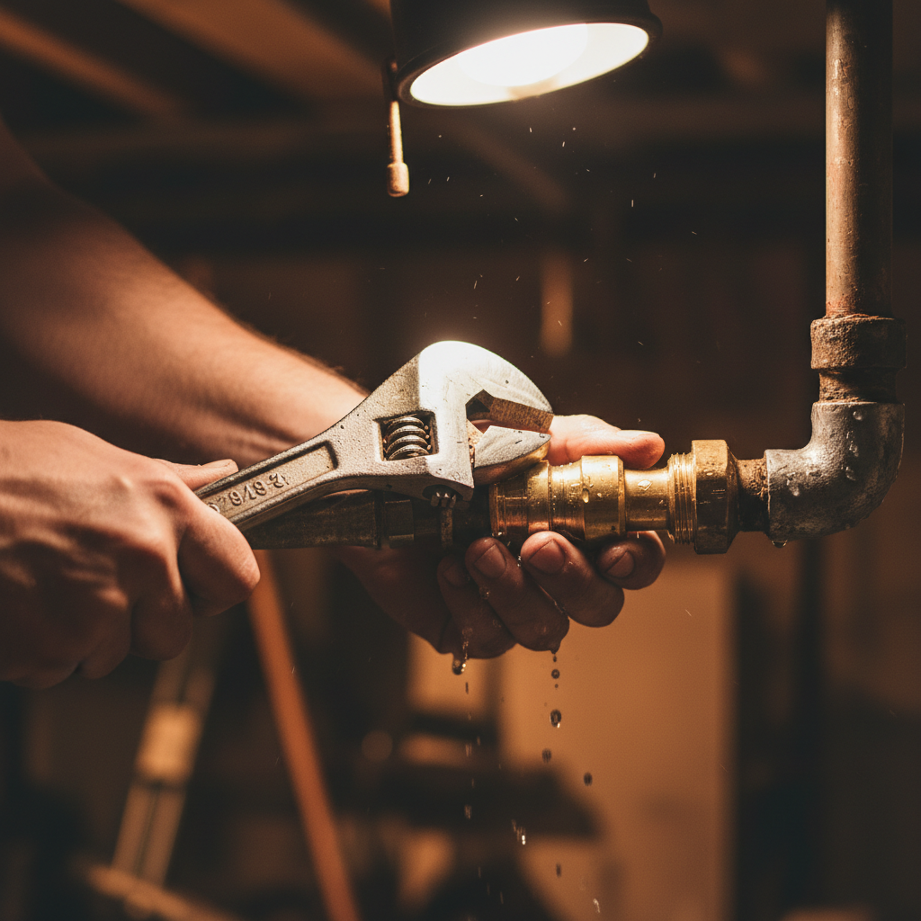 plumber fixing pipe