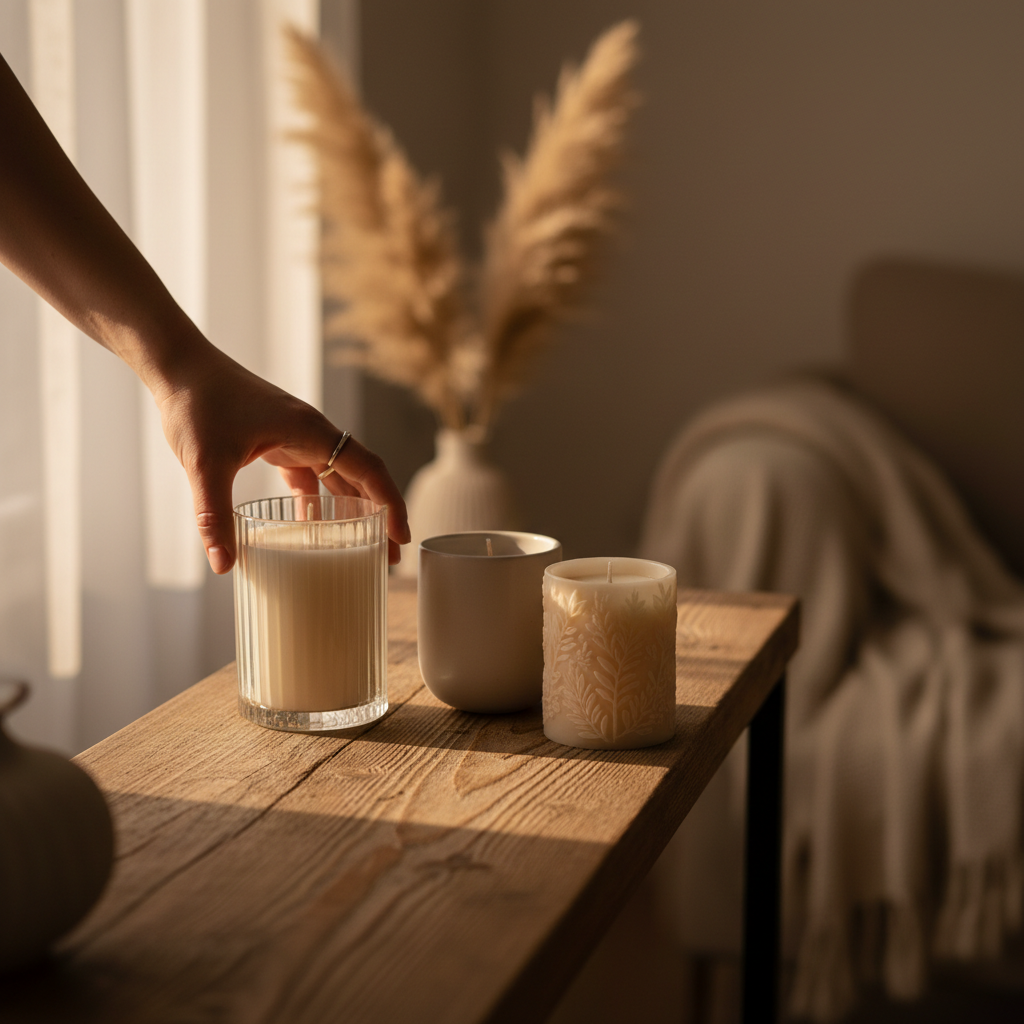 candles and towels