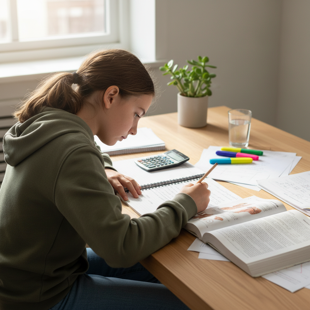 child studying